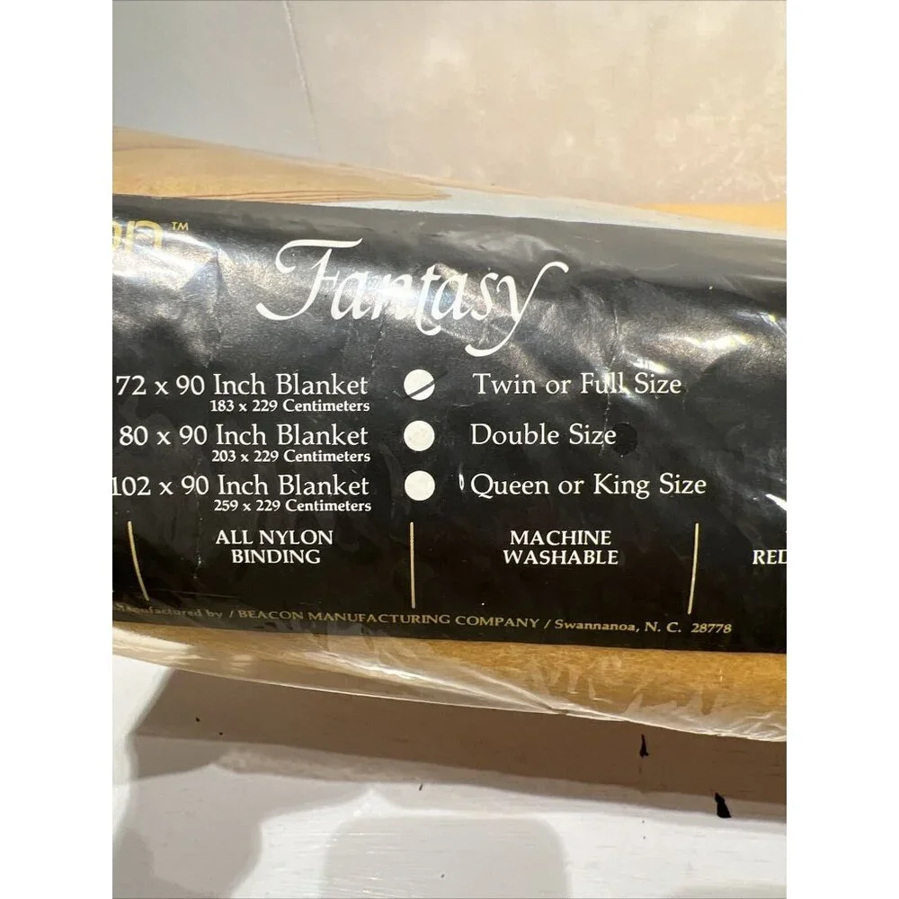 VTG NIP NOS BEACON FANTASY 100% ACRYLIC 72X90 RUSTIC yellow gold‎ BLANKET READ